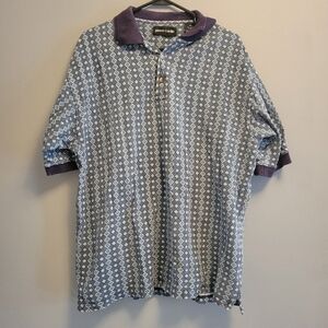 Vintage Pierre Cardin Geometric Polo Shirt 100% Cotton Mens M Retro